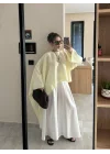 Asimetrik Modal Kumaş Sarı Bluz