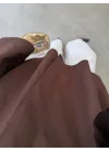 Asimetrik Yaka Oversize Kahve Gömlek