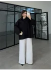 Asimetrik Yaka Oversize Siyah Gömlek