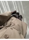 Bağcıklı Dik Yaka Haki Ceket