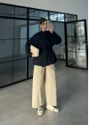 Bağcıklı Dik Yaka Lacivert Ceket