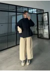 Bağcıklı Dik Yaka Lacivert Ceket