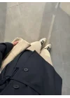 Bağcıklı Dik Yaka Lacivert Ceket