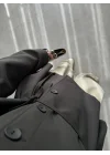 Bağcıklı Dik Yaka Zümrüt Ceket
