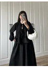 Bebe Yaka Tasarım Siyah Modal Etekli Takım