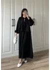 Bebe Yaka Tasarım Siyah Modal Etekli Takım