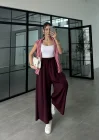 Beca Oysh Kumaş Basic Bordo Pantolon