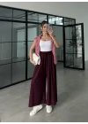 Beca Oysh Kumaş Basic Bordo Pantolon