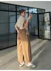 Beli Lastikli Barrel Camel Pantolon