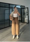 Beli Lastikli Barrel Camel Pantolon