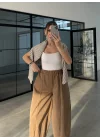 Beli Lastikli Barrel Camel Pantolon