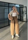 Beli Lastikli Barrel Camel Pantolon