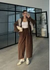 Beli Lastikli Barrel Kahve Pantolon