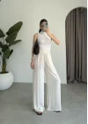 Beli Lastikli Ekru Tiril Pantolon