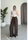 Beli Lastikli Kahve Tiril Pantolon