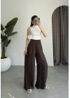 Beli Lastikli Kahve Tiril Pantolon