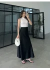 Beli Lastikli Maxi Siyah Saten Etek