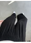 Beli Lastikli Siyah Tiril Pantolon