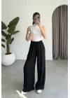Beli Lastikli Siyah Tiril Pantolon