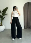 Beli Lastikli Siyah Tiril Pantolon