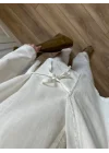 Berlin Ham Keten Beyaz Kimono Takım