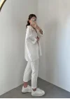 Beyaz Oversize Tensel Gömlek