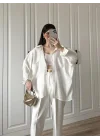 Beyaz Oversize Tensel Gömlek