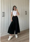 Bilek Boy Geniş Paça Siyah Pantolon