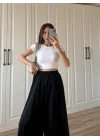 Bilek Boy Geniş Paça Siyah Pantolon
