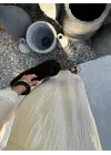 Bohem V Yaka Taş Gofre Elbise