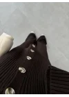 Bonte Fitilli Kahve Triko Hırka Takım