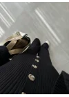 Bonte Fitilli Siyah Triko Hırka Takım