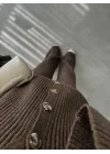 Bonte Fitilli Vizon Triko Hırka Takım