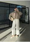 Büzgü Detaylı Haki Oversize Bamber Ceket