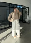 Büzgü Detaylı Haki Oversize Bamber Ceket