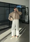 Büzgü Detaylı Haki Oversize Bamber Ceket