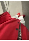 Büzgü Detaylı Kırmızı Oversize Bamber Ceket