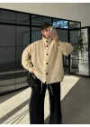 Büzgü Detaylı Taş Oversize Bamber Ceket
