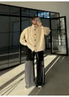 Büzgü Detaylı Taş Oversize Bamber Ceket