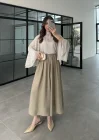 Büzgülü Astarlı Tensel Olive Etek
