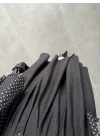 Büzgülü Astarlı Tensel Siyah Etek