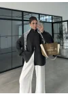 Çift Fermuarlı Antrasit Tok Triko Hırka