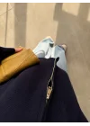 Çift Fermuarlı Lacivert Tok Triko Hırka