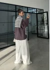 Çift Fermuarlı Lila Tok Triko Hırka
