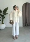 Çin Düğmeli Ekru Gömlek Kimono