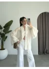 Çin Düğmeli Ekru Gömlek Kimono