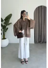 Çin Düğmeli Kahve Gömlek Kimono