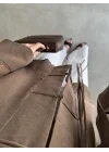 Çin Düğmeli Kahve Gömlek Kimono