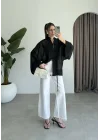 Çin Düğmeli Siyah Gömlek Kimono