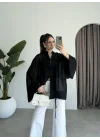Çin Düğmeli Siyah Gömlek Kimono